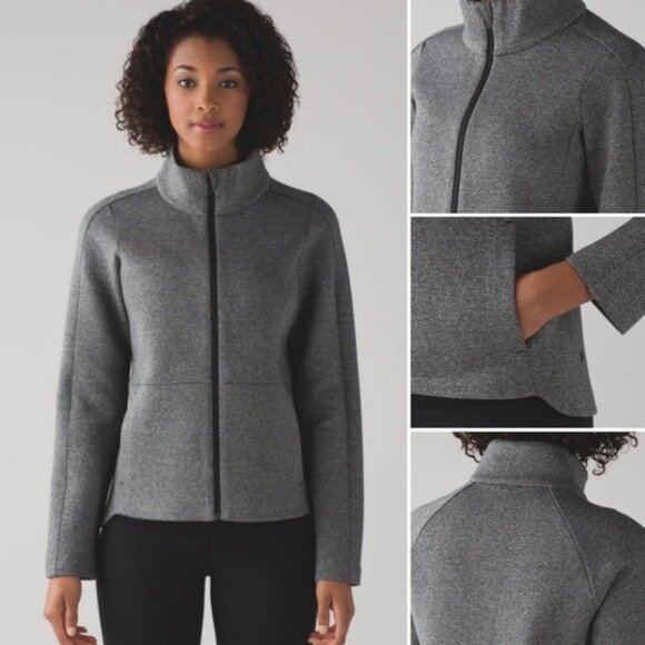 Lululemon Going Places Jacket Heathered Speckled Black Size 2 Grey Warm Coat - Picture 10 of 10